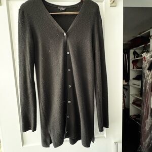 Theory Black V-Neck Button Cardigan
